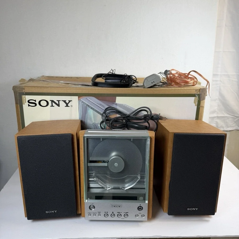 Sony CMT-EX1 Desktop Micro Hi-Fi CD System w/ Speakers Remote Box Tested